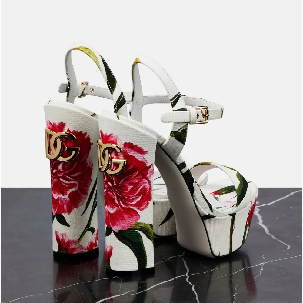 Dolce & Gabbana Keira Floral Platform Sandals  Size 38 EU  Made in Italy - Picture 4 of 8